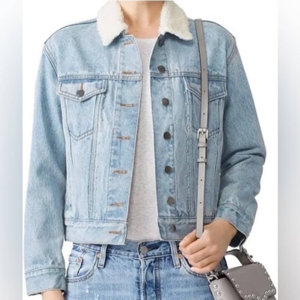 Rebecca Minkoff Clark Denim Jacket With Studs Sz XS - Picture 7 of 7
